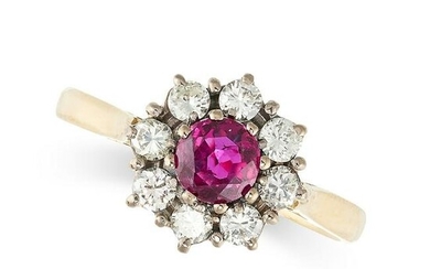 AN UNHEATED RUBY AND DIAMOND DRESS RING in 18ct yellow