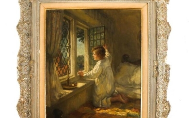 A.S. KNOWLES: Boy at Window - Oil on Canvas