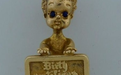 Adorable c.1950s YELLOW GOLD SAPPHIRE BABY GIRL BIRTH