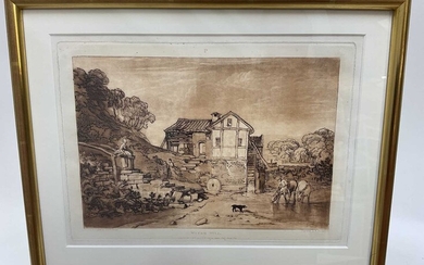 After J. M. Turner, etching and mezzotint - Water Mill, from Liber Studiorum, 22cm x 31cm, in glazed gilt frame Provenance: Goldmark Gallery, Rutland