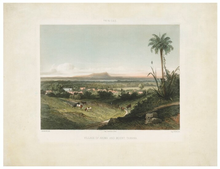 After Michel Jean Cazabon, Village of Arima and Mount Tamana; Cedar Point, Mount Tamana; and North Coast of Trinidad from the North Post, by E. Cicéri