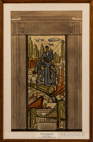 Agnes M. Thorley (American, 20th Century) Study for a Mosaic and Fresco, Office Building Lobby.