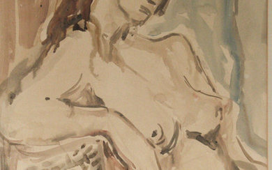 Aharon Avni (1906-1951) - Female Nude, Watercolor on Paper.