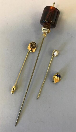 Amber Hat Pin, Opal & Gold Lapel Pins + VOC Pin
