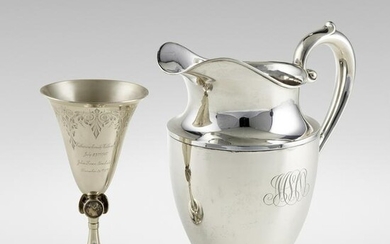 American, Silver goblet and pitcher
