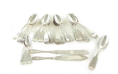 American coin silver flatware and serving pieces (23pcs)