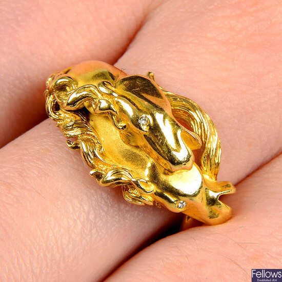 An 18ct gold horse ring, with diamond eyes, by Carrera y Carrera.