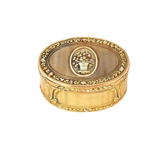 An 18th century French three-colour gold oval snuff box