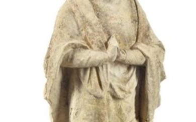 An English or French carved limestone model of a Saint, probably 16th century