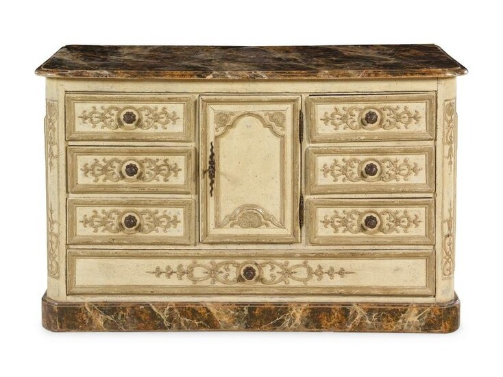 An Italian Painted Faux Marble-Top Cabinet