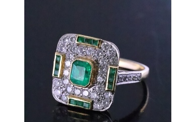 An emerald and diamond cluster ring finger size K Half