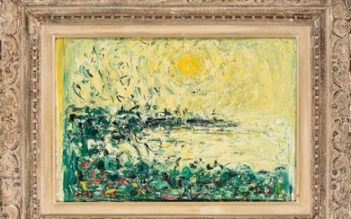 André COTTAVOZ (1922-2012) Coucher de soleil Huile sur panneau, signée 39 x 55 cm