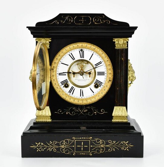 Ansonia 1880s Metal Mantle Shelf Clock