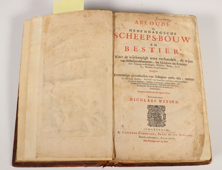 Antiquarisch werk 'Aeloude en Hedendaegsche Scheepsbouw en Bestier' door Nicolaes...