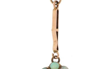 Antique 9ct rose gold sapphire and cabochon opal cluster pen...