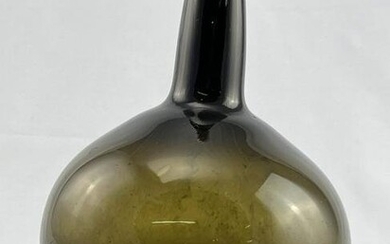 Antique Green Glass Onion Wine Bottle