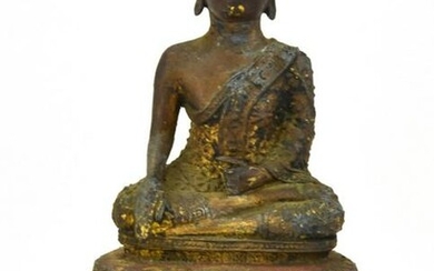 Antique South East Asian Bronze Clad Buddha Statue