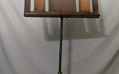 Antique Wood & Brass Ornate Music Floor Stand