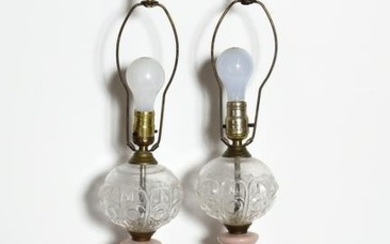 Antiques, Two Pink Lamps, Pair of Lamps with Molded