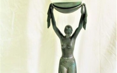 Art Deco Lamp ,nude girl ,bronze