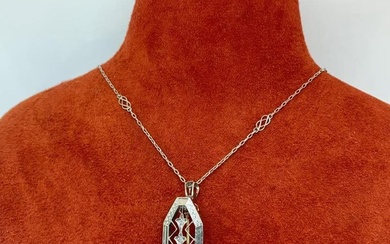 Art Deco Platinum Diamond Pendant Brooch