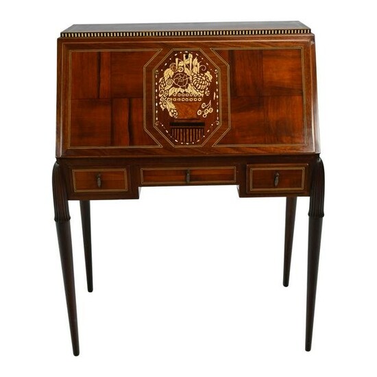 Art Deco Ruhlmann Style Inlaid Secretary Desk.