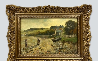 Arthur Wellesley Cottrell 的布面油画《南威尔士的早晨》。 Arthur Wellesley Cotterell 于 1872...