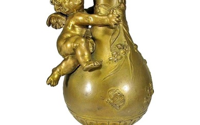 Auguste Moreau (1834-1917) Gilt Bronze Vase