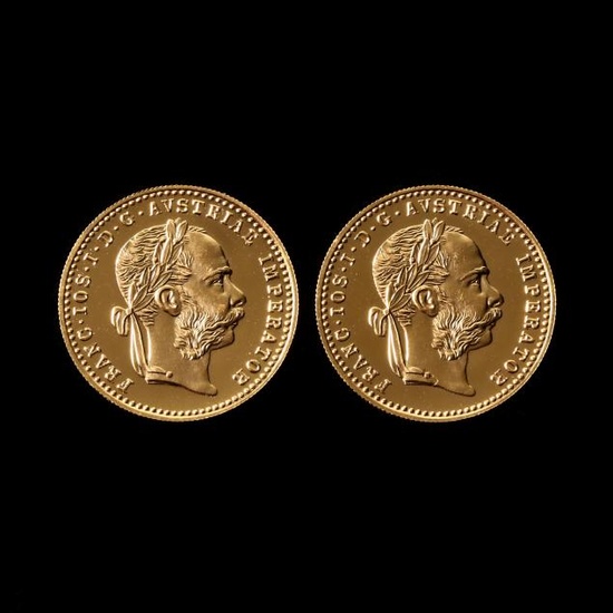 Austria, Lot of Two Gold Trade Ducats, 1915 Proof Restrikes