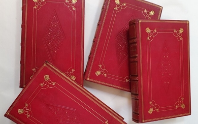 BÉRANGER. iuvres complètes. Paris, Perrotin, 1834. 4 volumes in-8, veau glacé rouge, triple filet doré,...