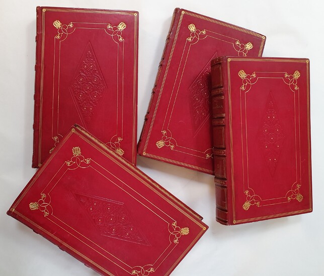 BÉRANGER. iuvres complètes. Paris, Perrotin, 1834. 4 volumes in-8, veau glacé rouge, triple filet doré,...