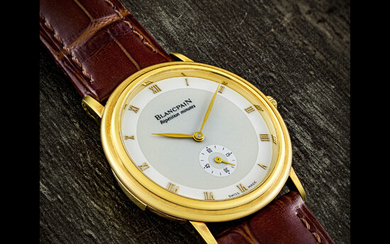 BLANCPAIN. AN 18K GOLD AUTOMATIC MINUTE REPEATING WRISTWATCH