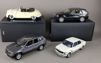 BMW - QUATRE BMW échelle 1/18 : 1x 502 cabriolet 1x X5 4.4i 1x X5...