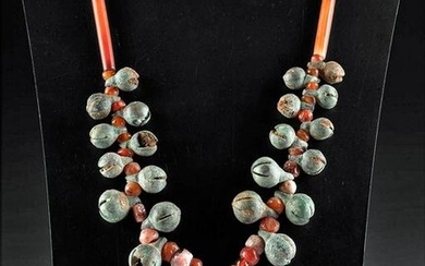 Bactrian Necklace w/ Carnelian, Silver, Bronze Beads