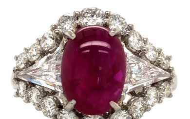 Bague à rubis étoilé de Birmanie certifiée par le GIA (PLT et diamant) ISPF2065/1 -...