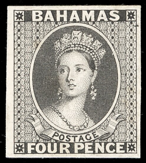 Bahamas 1861 (June)-62, Rough Perforation 14 to 16 Plate Proofs 4d. on thick white card, good t...
