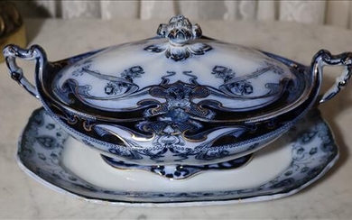 Beautiful flow blue royal Staffordshire veggie bowl