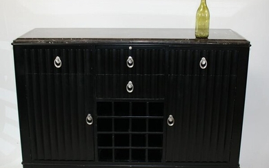 Black marble top sideboard with wine storage