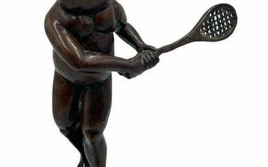 Bronze Figural Statue of a Frog Player Depicting a Frog