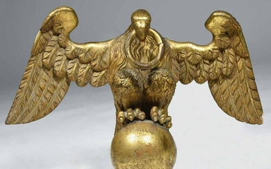 CARVED, GESSOED, AND GILT EAGLE FINIAL TOP.