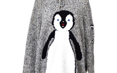CHANEL CC Penguin Logos Long Sleeve Dress Gray Black