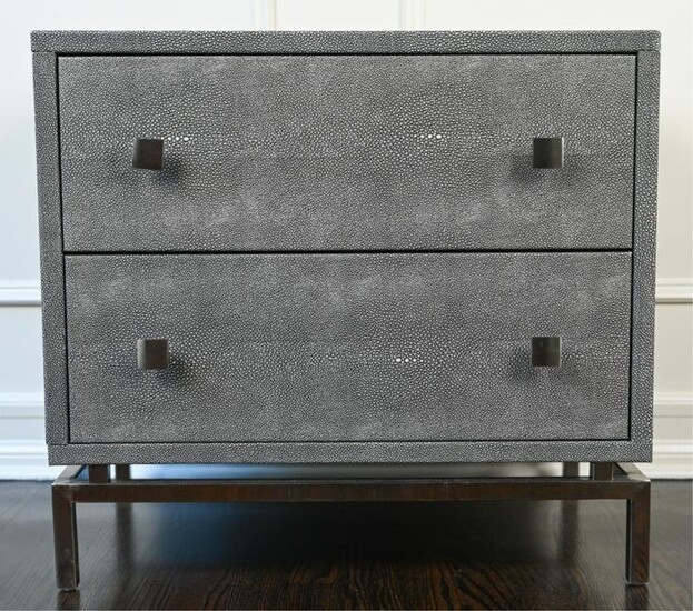CONTEMPORARY FAUX SHAGREEN NIGHTSTAND OR END TABLE