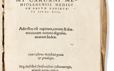 Cardano, Girolamo (1501-1576) De Rerum Varietate Libri XVII. Basel: Henricus Petrus, 1557. First...