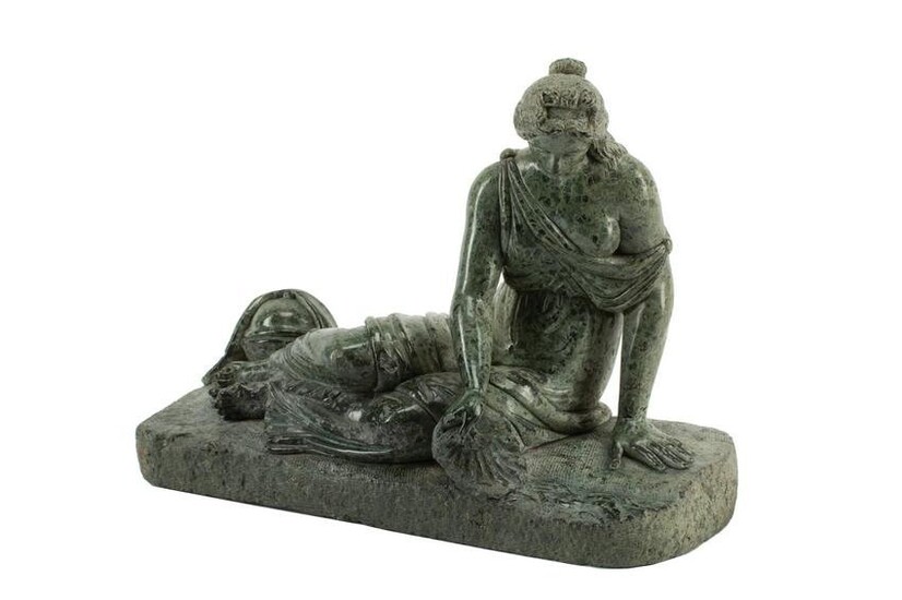 Carved Stone Figure of a Seated Lady