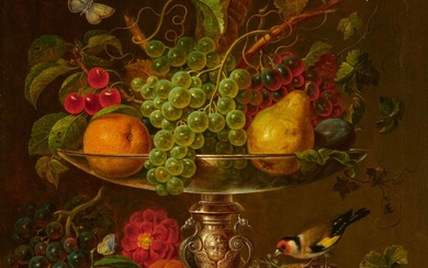 Caspar Arnold Grein: Magnificant Still Life with Flowers and Fruit...