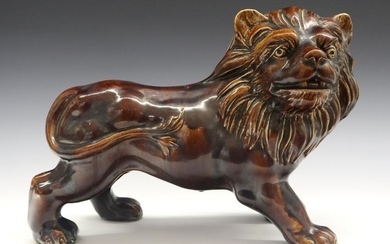 Ceramic Lion w/Rockingham Glaze