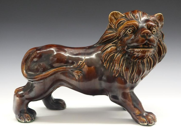 Ceramic Lion w/Rockingham Glaze