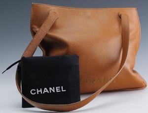 Chanel France Beige Leather Tote Bag Purse Handbag