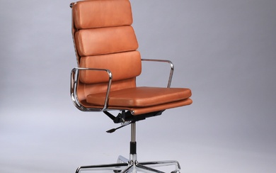 Charles Eames. Soft Pad high-back office chair, model EA-219 Full leather, cognac aniline leather