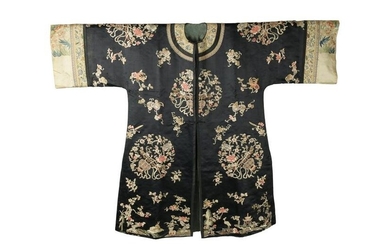 Chinese Black Ground Lady's Robe, 19th Century